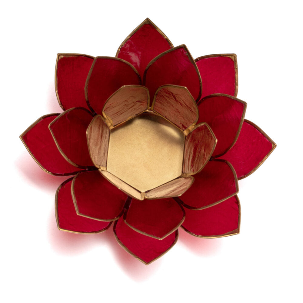 Lotus Teelichthalter Capiz in Rot, weitere Ansicht