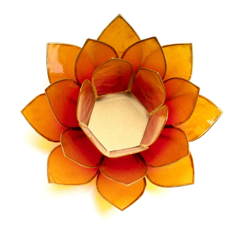 Lotus Teelichthalter Capiz in Fuchsia-Orange, weitere Ansicht