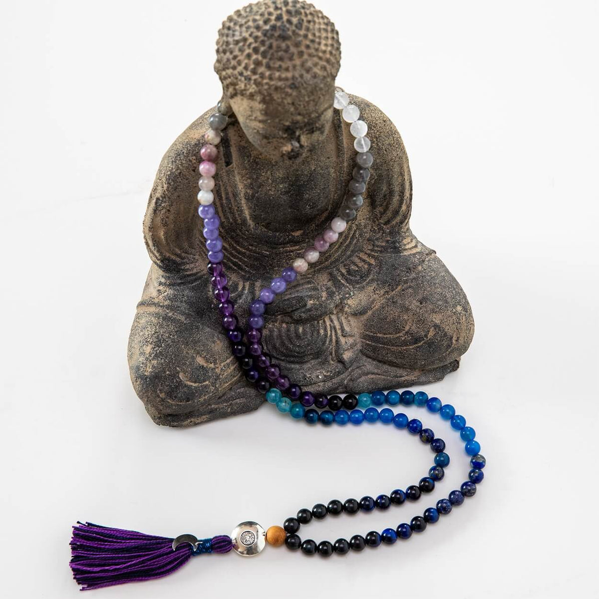 Mala-Kette Moon Child | Amethyst, Mondstein & Lapislazuli, 108 Perlen