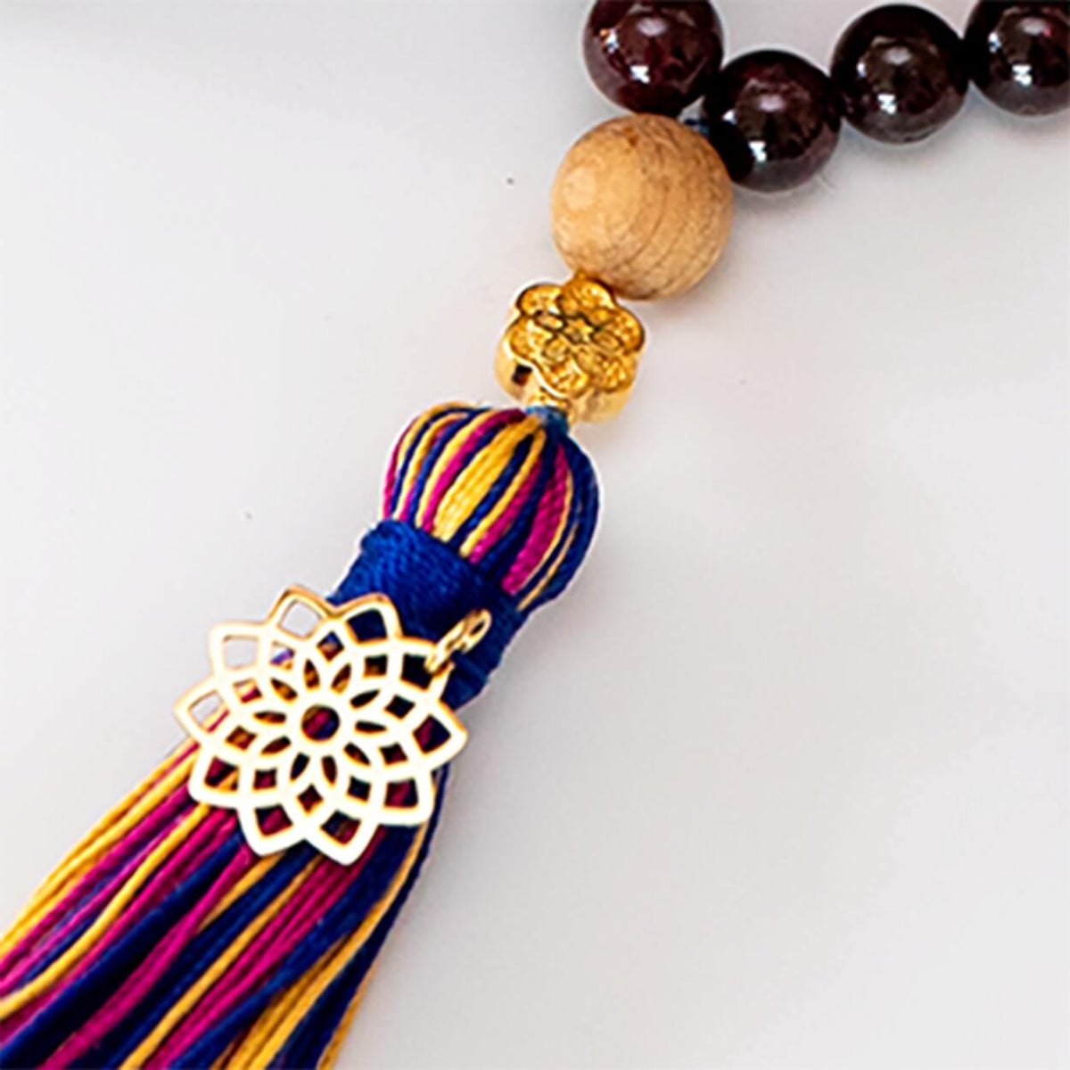 Mala-Kette Rainbow Chakra | 20 Edelsteine im Farbverlauf, 108 Perlen