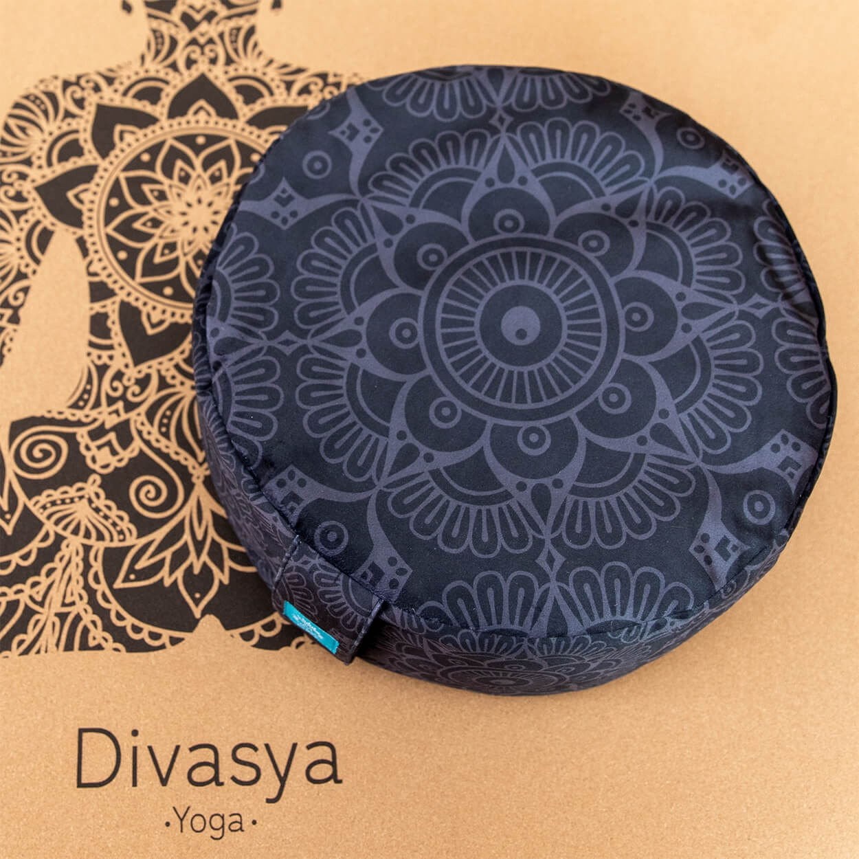 Meditationskissen Mandala rund 33 cm | Sitzhöhe 15 cm für aufrechtes Sitzen
