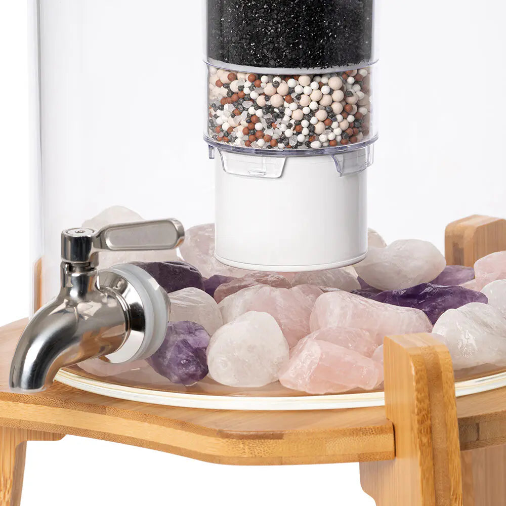 Kristallsteine von Lotus Vita für Wasserfilterstation, Anwendungsbild