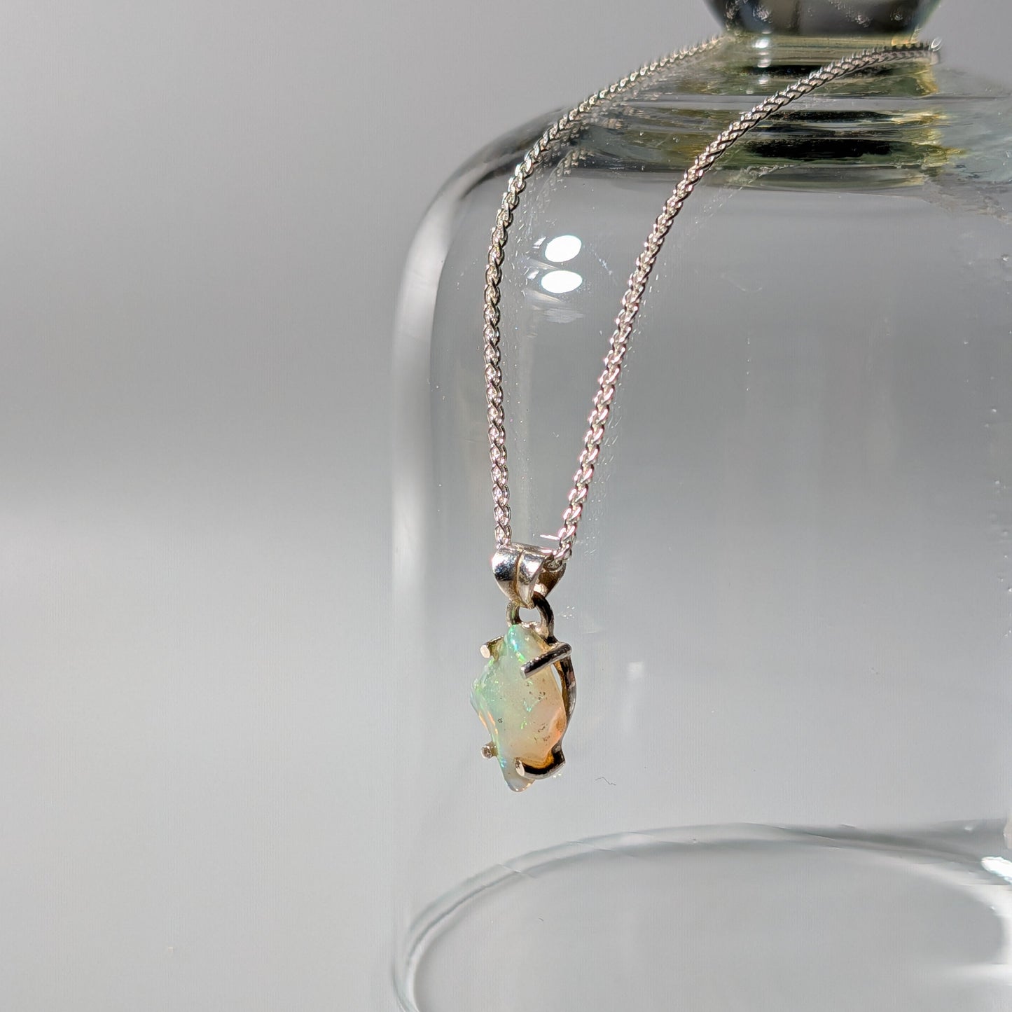 Opal Rohstein Halskette | 925 Silber | Energetisch geladen