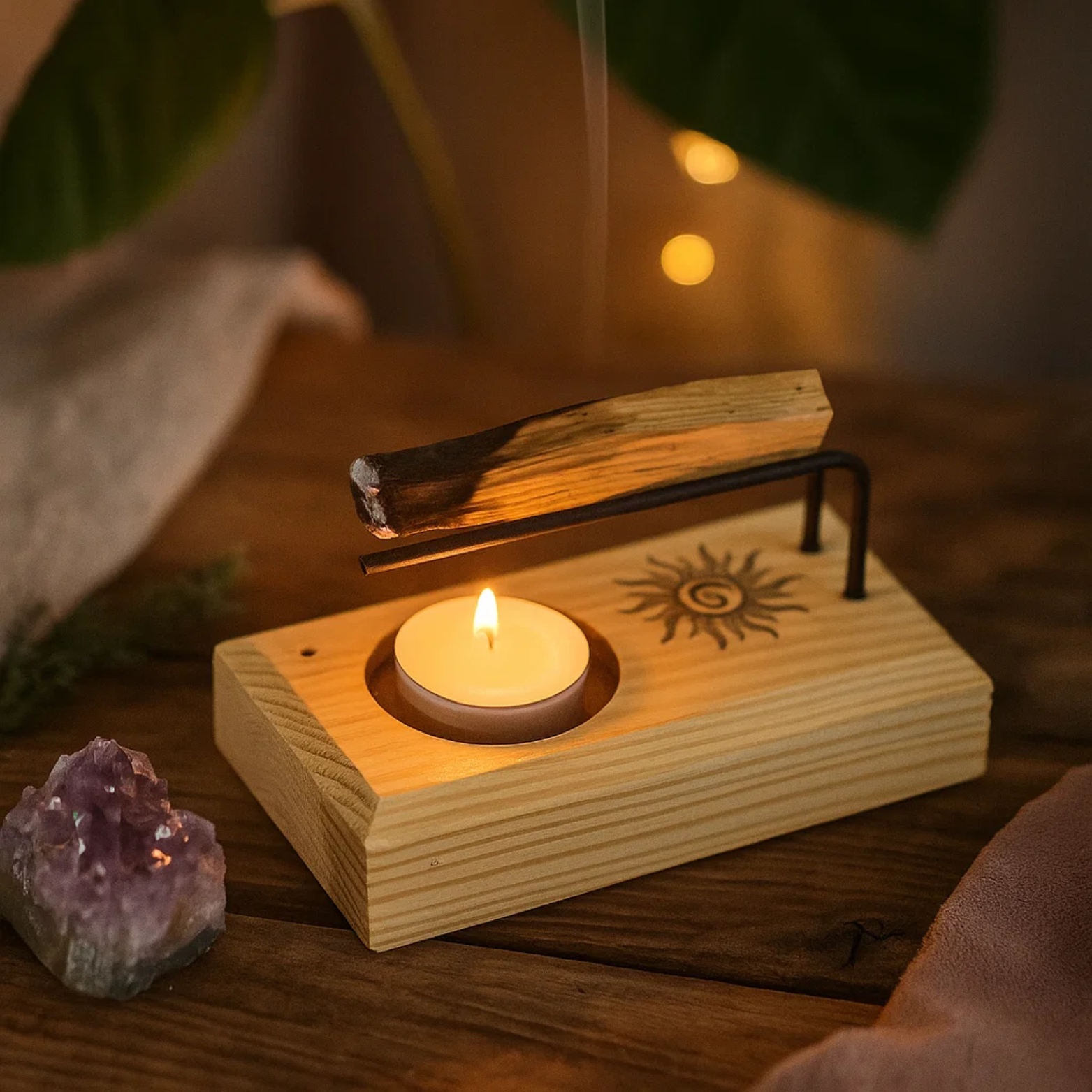 Palo Santo Halter Sonne Holz Salbei Brenner indirekt