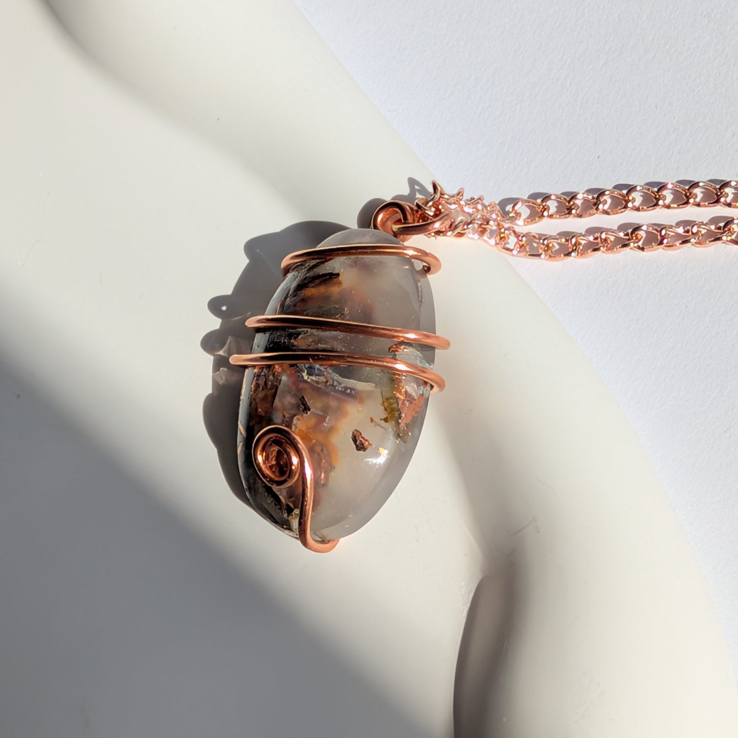 Prana Tropfen Halskette | Kupfer Wicklung | Handarbeit