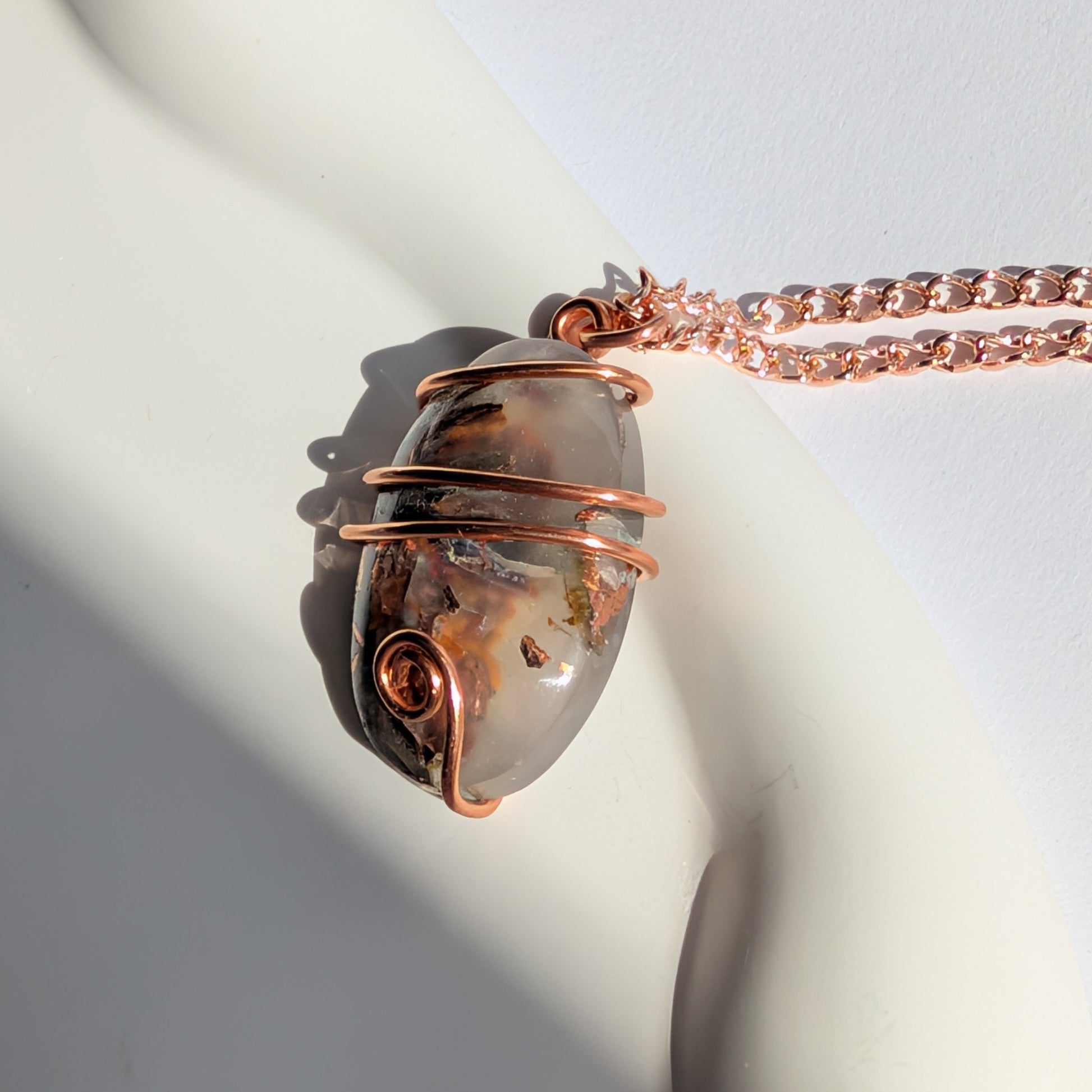 Prana Tropfen Halskette | Kupfer Wicklung | Handarbeit