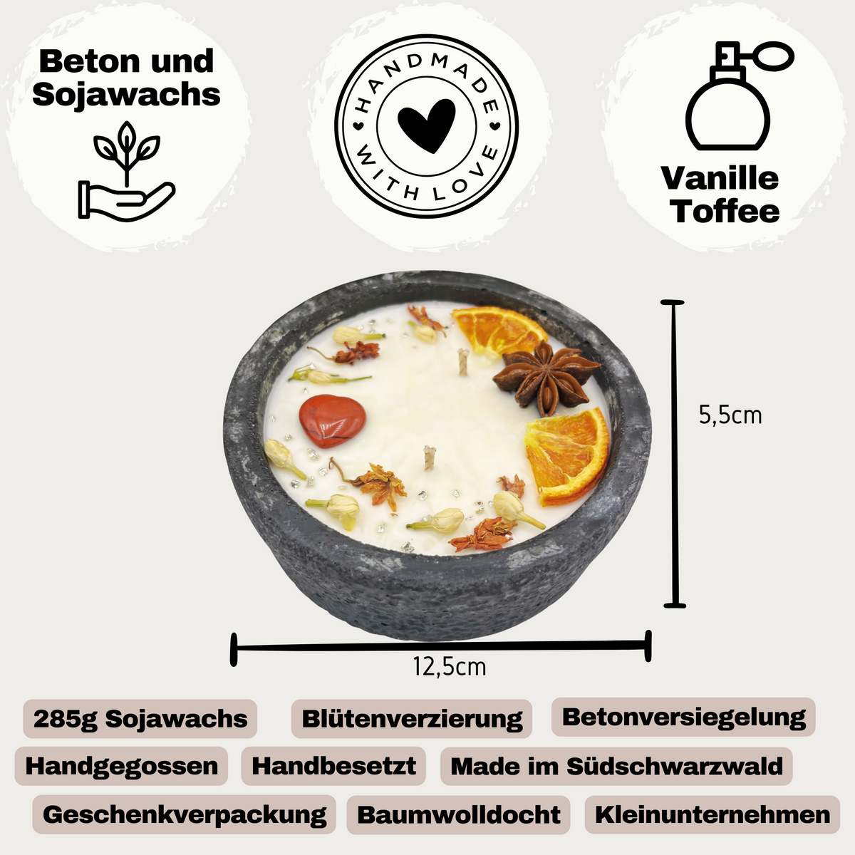 Betonkerzen-Set Vanilla Toffee, Ansicht 4