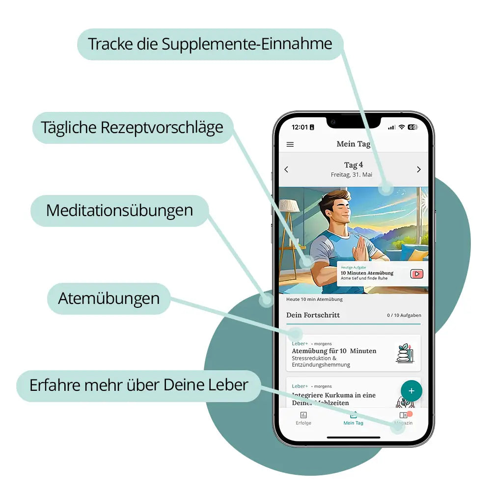 Leber+ Programm in der Salufast App auf dem Smartphone