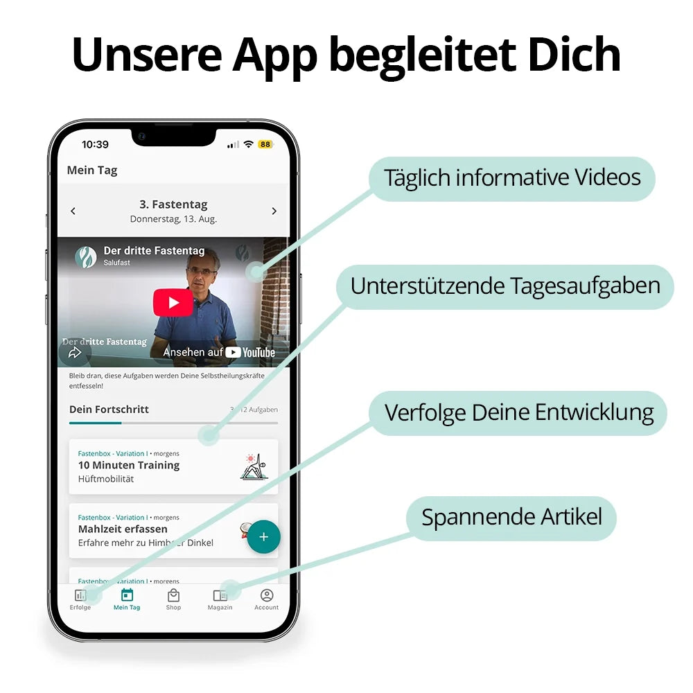 Salufast App begleitet durch die Fastenwoche