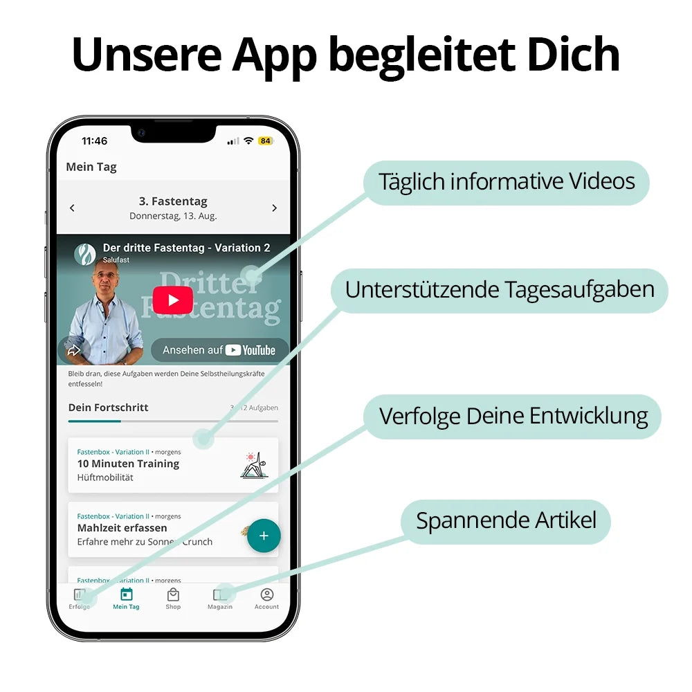 Salufast App begleitet durch die Fastenwoche