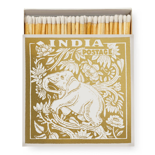 Quadratische Streichholzschachtel 'Elephant Stamp' in Gold, Design Ariane Butto