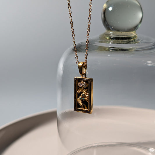 "Rechteckiger Tarot-Karten Anhänger 'The Magician' mit Muschel-Inlay