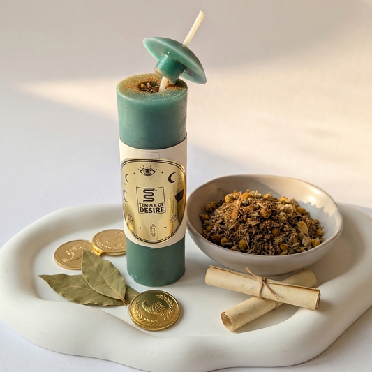 Ritualkerze Geld & Wohlstand | Kräuterfüllung | Handarbeit