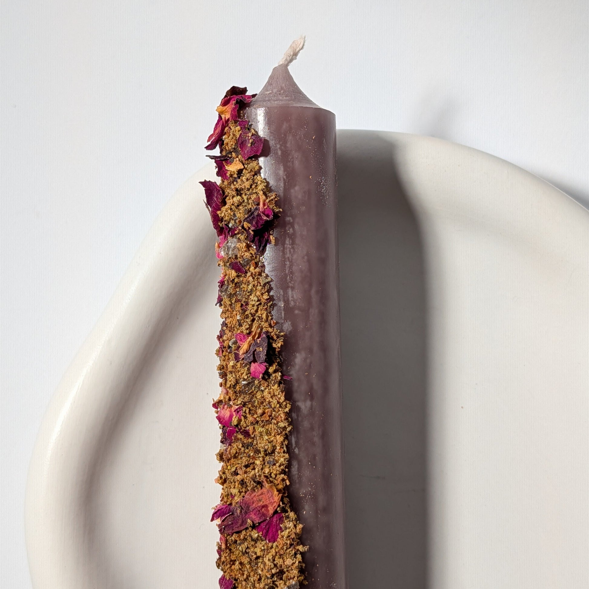 Ritualkerze Kakao Zeremonie Herzöffnung Rose Zimt Copal Wacholder