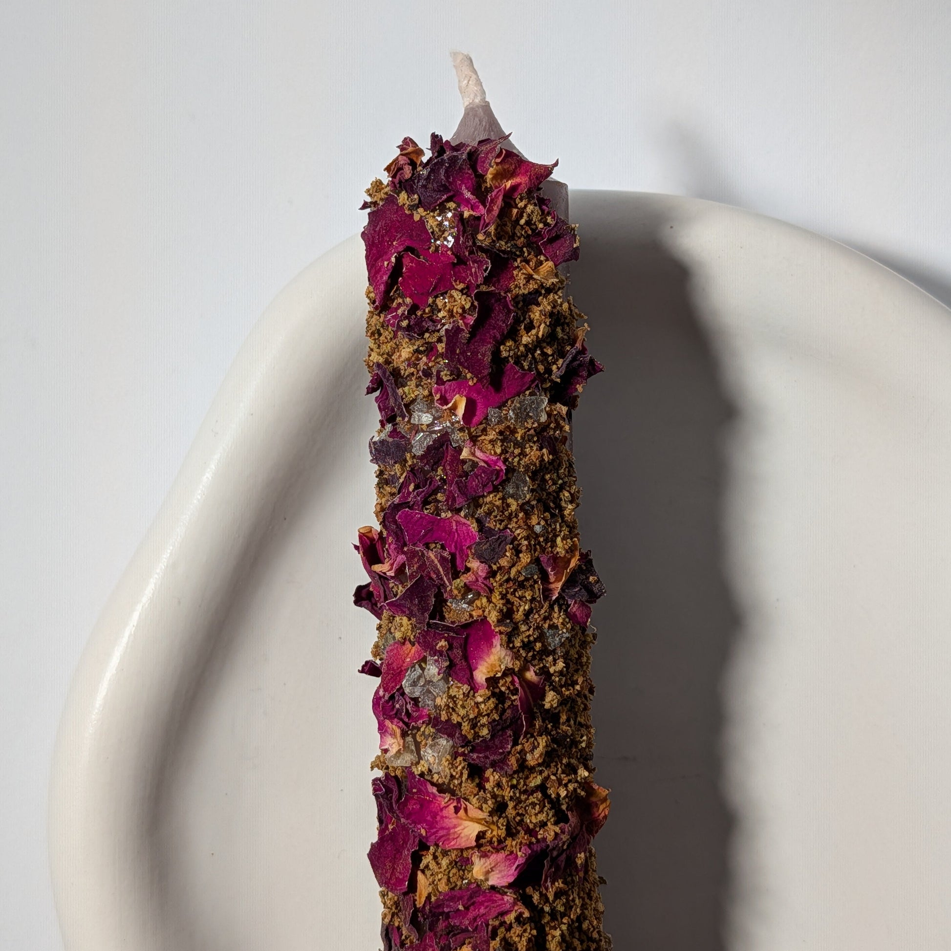 Ritualkerze Kakao Zeremonie Herzöffnung Rose Zimt Copal Wacholder