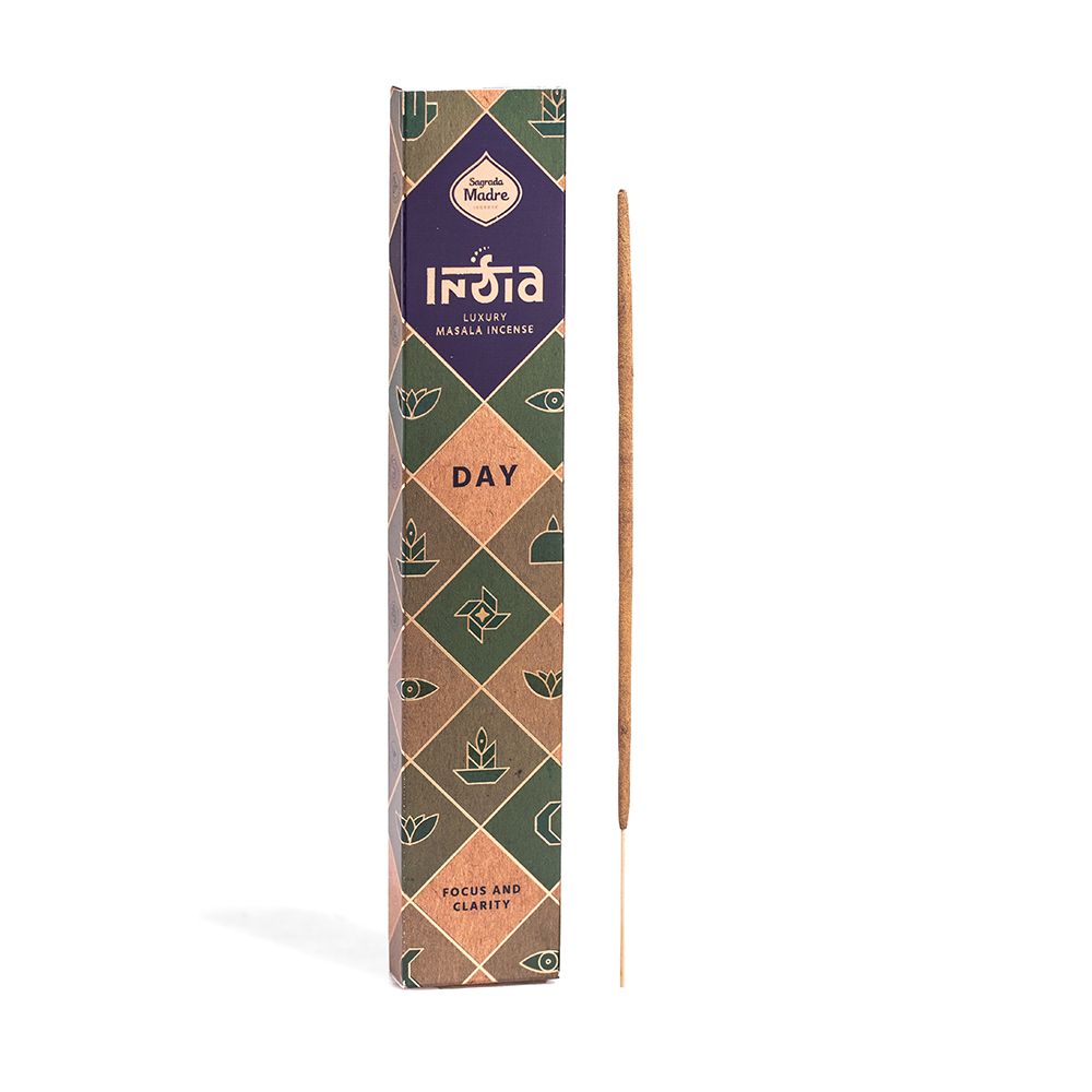 Sagrada Madre India Masala Day Räucherstäbchen Verpackung Fokus Klarheit 12 Stück