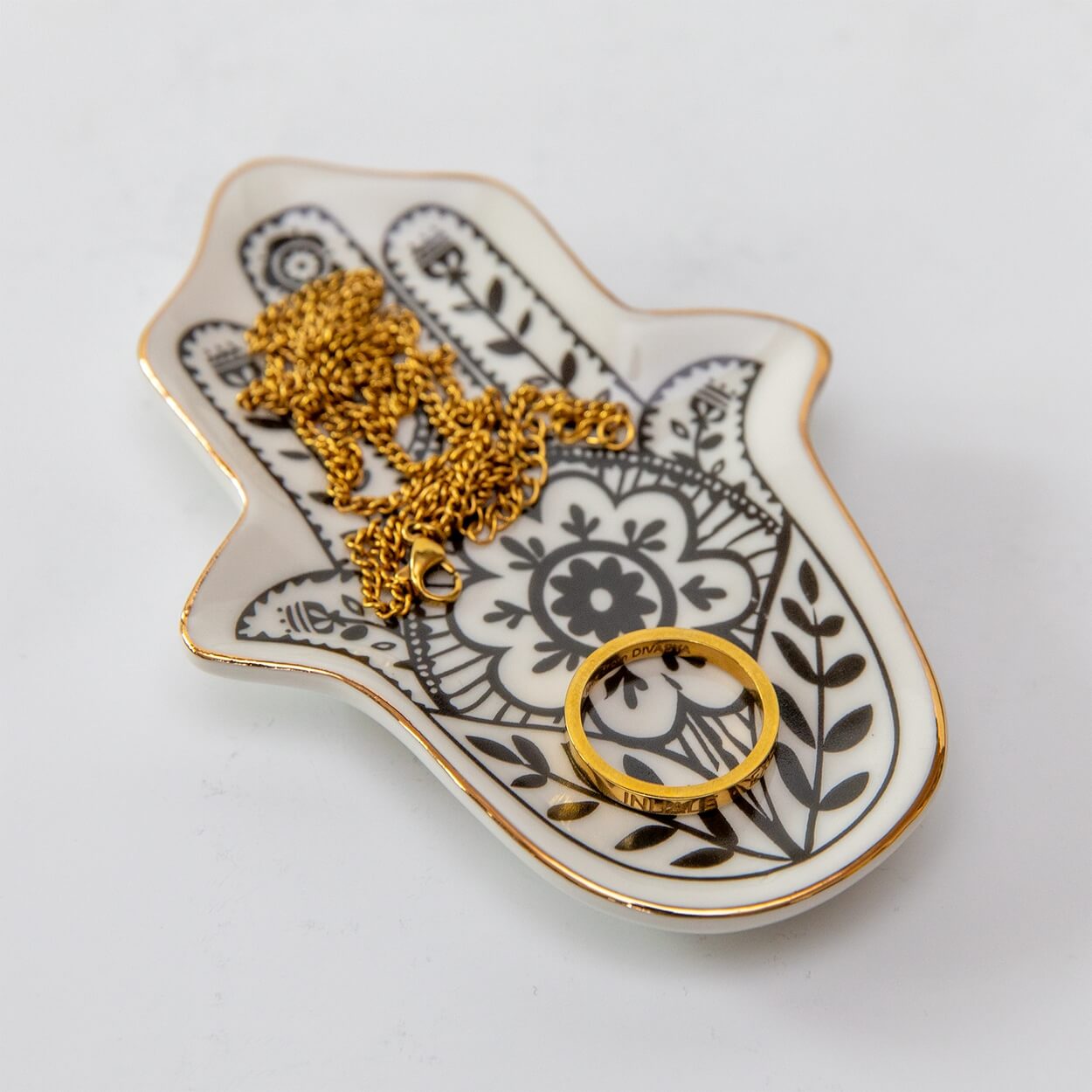Schmuckschale Hamsa Hand als Aufbewahrung für Ringe und Ketten
