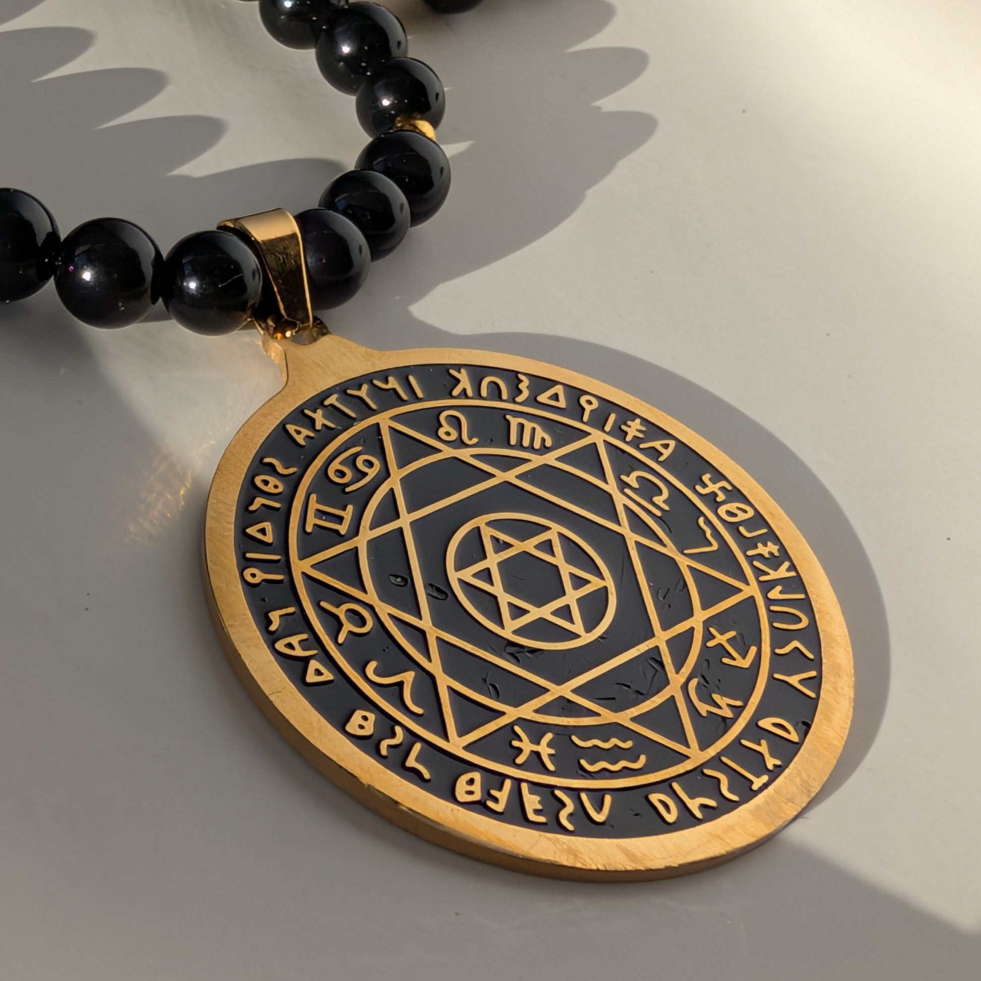 Siegel Salomos Anhänger Obsidian Kette Davidstern Hexagramm Schutzamulett Temple of Desire