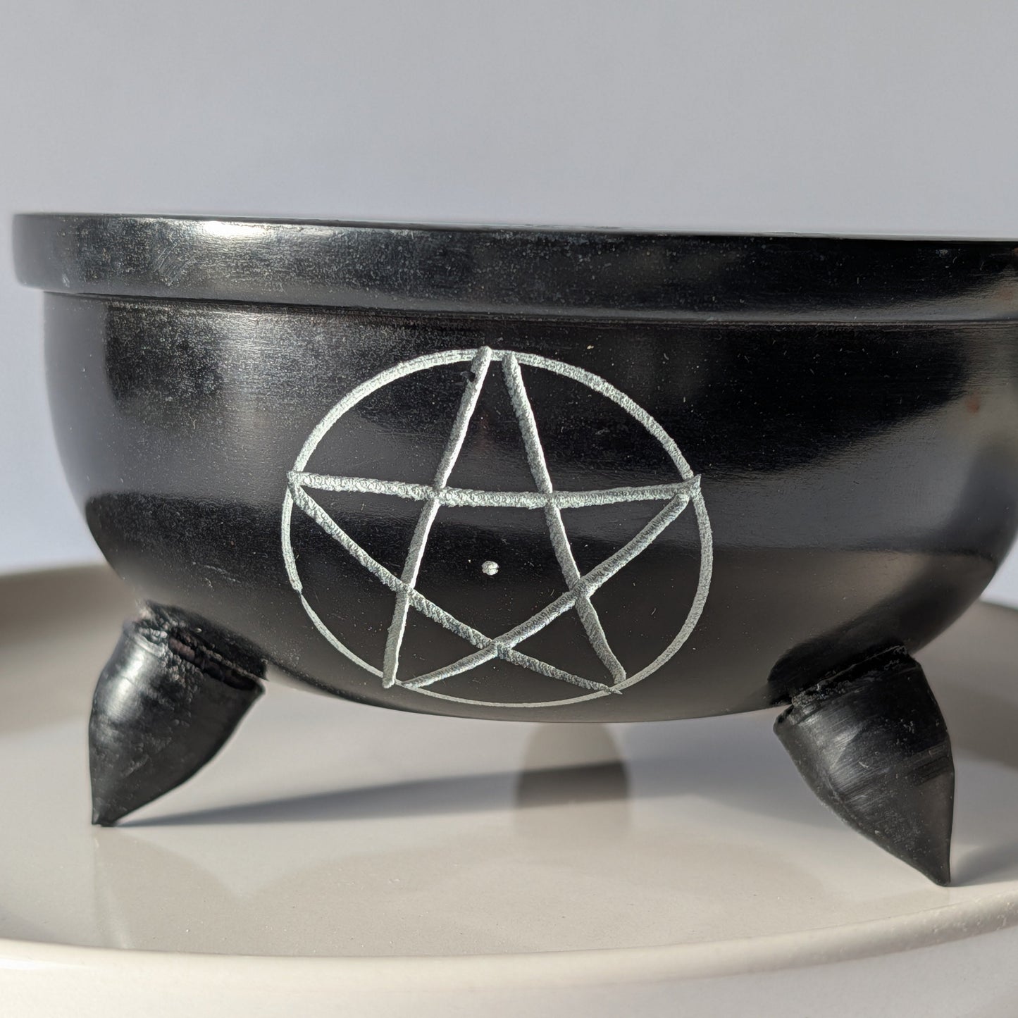 Speckstein Räucherschale Pentagramm Schwarz Hexenkessel Ritualbedarf Temple of Desire