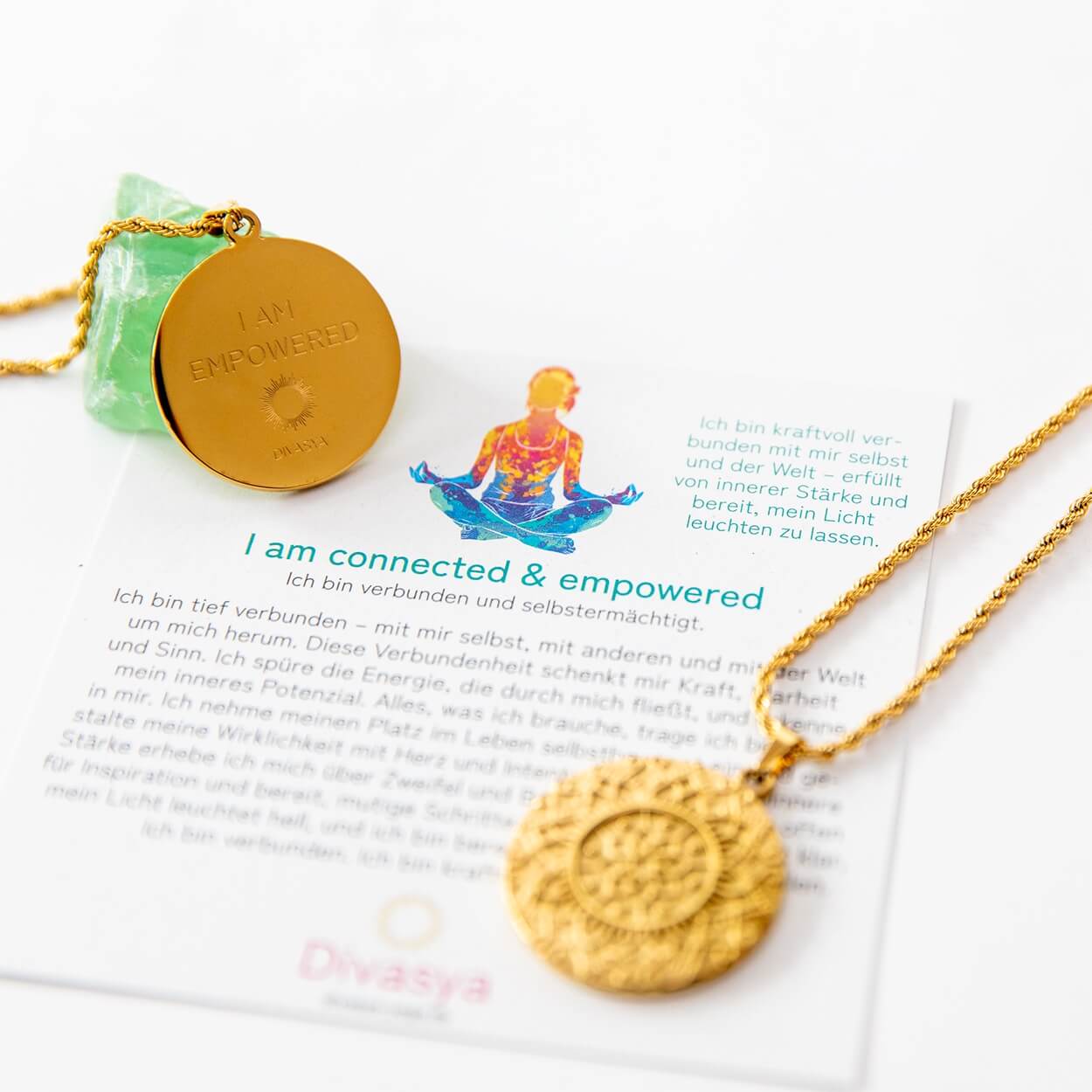 Mandala-Anhänger „I am empowered“ mit verdeckter Affirmationsgravur