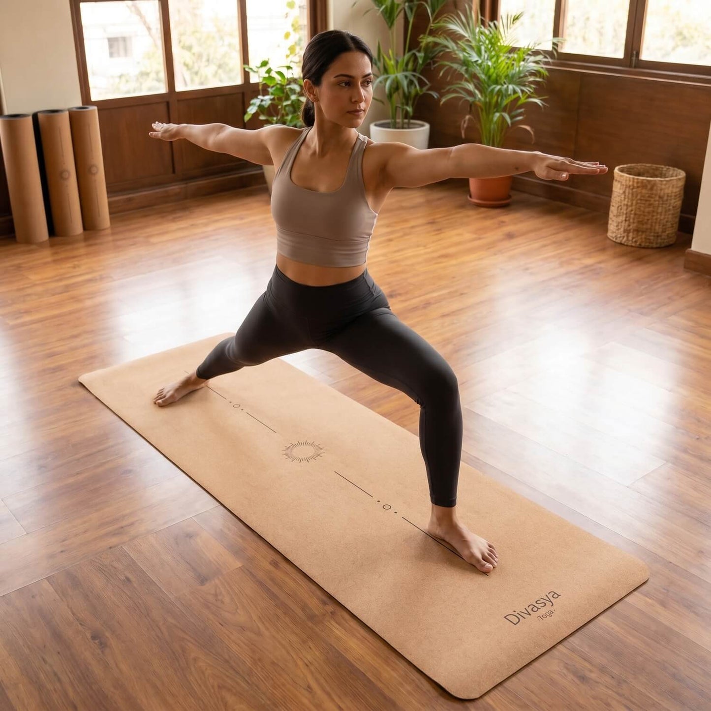 Kork-Yogamatte Pure Alignment mit TPE-Unterseite