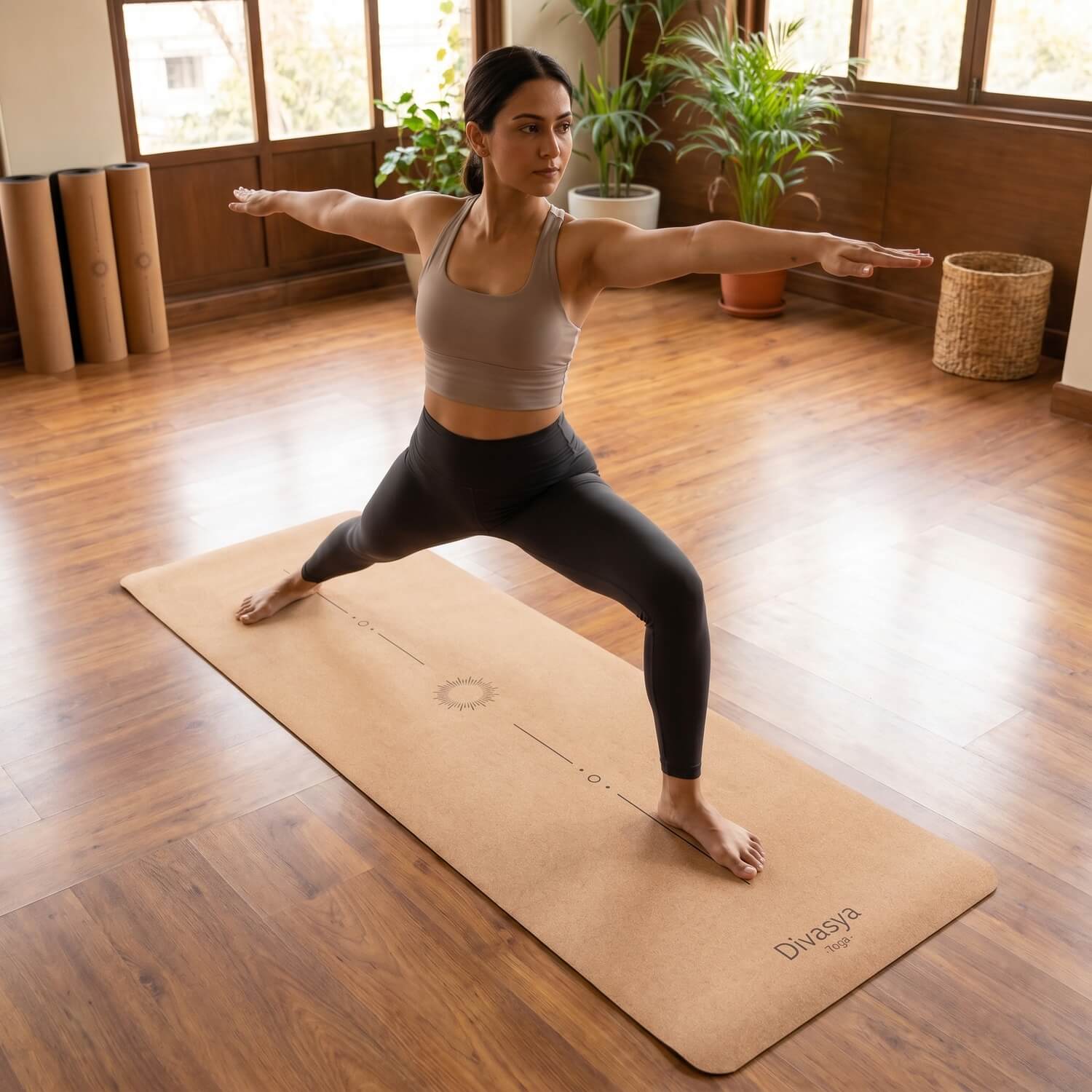 Kork-Yogamatte Pure Alignment mit TPE-Unterseite