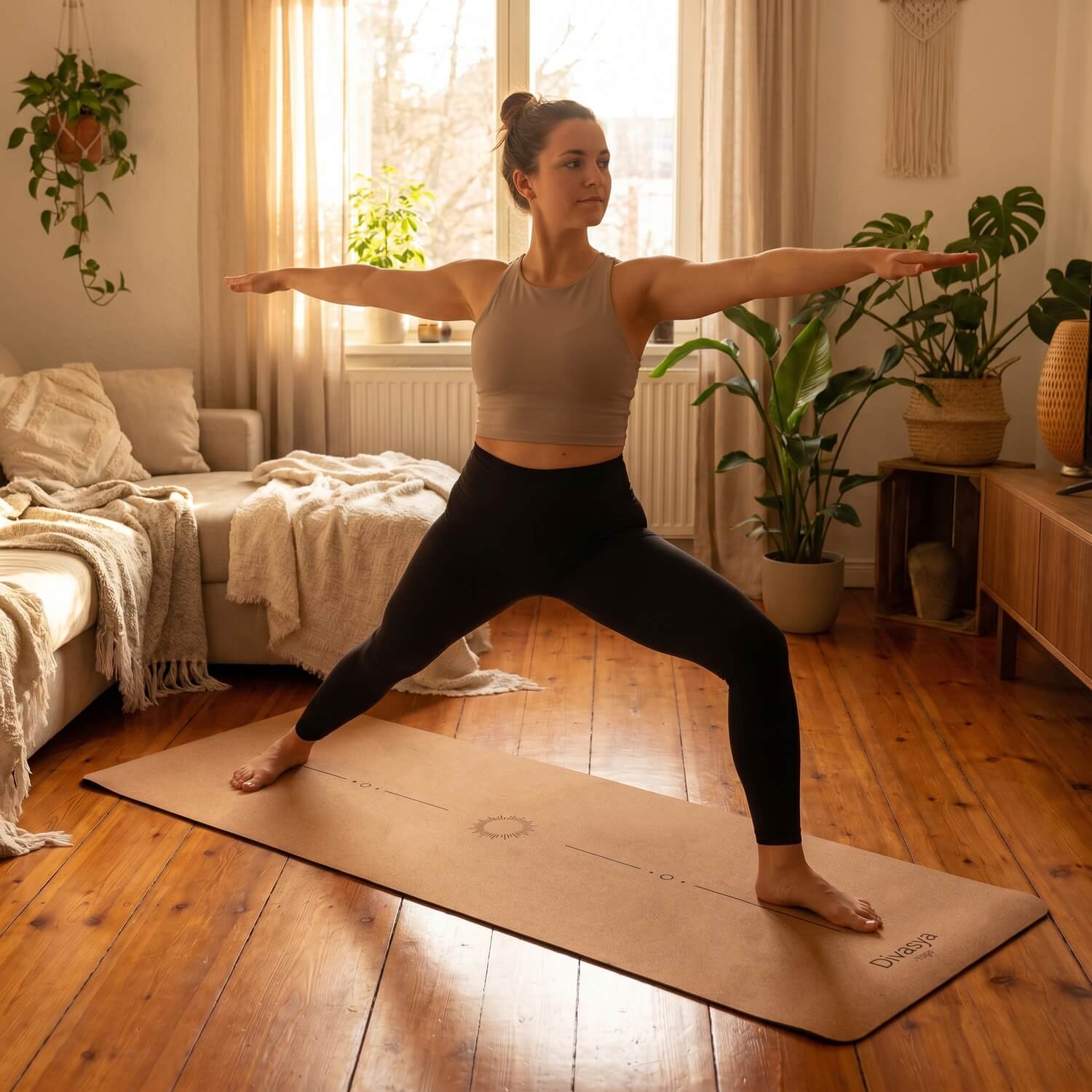 Kork-TPE-Yogamatte im Design Pure Alignment