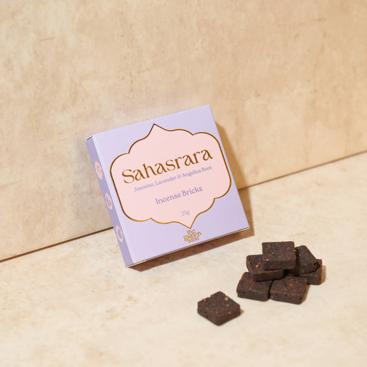 The Golden Altar Sahasrara Weihrauchziegel Verpackung Kronenchakra lila rauchlos 9 Stück