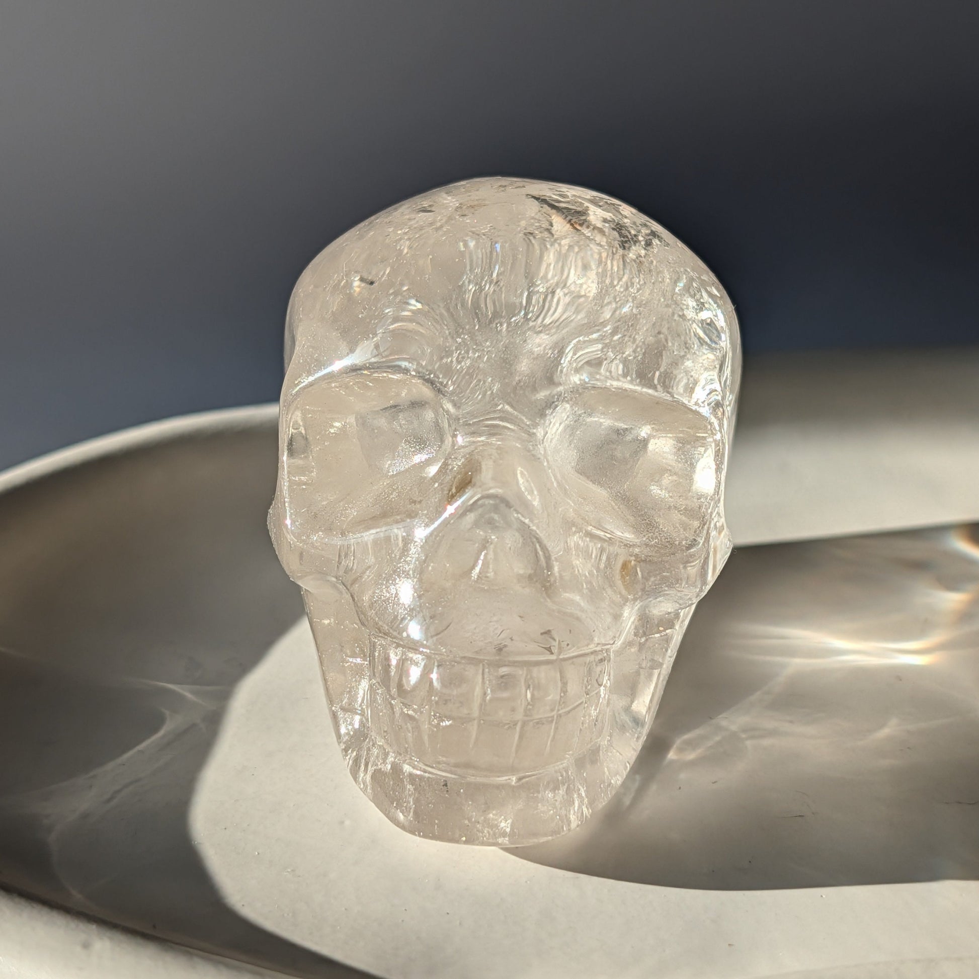 Transparenter Kristallschädel Vela Bergkristall 313g