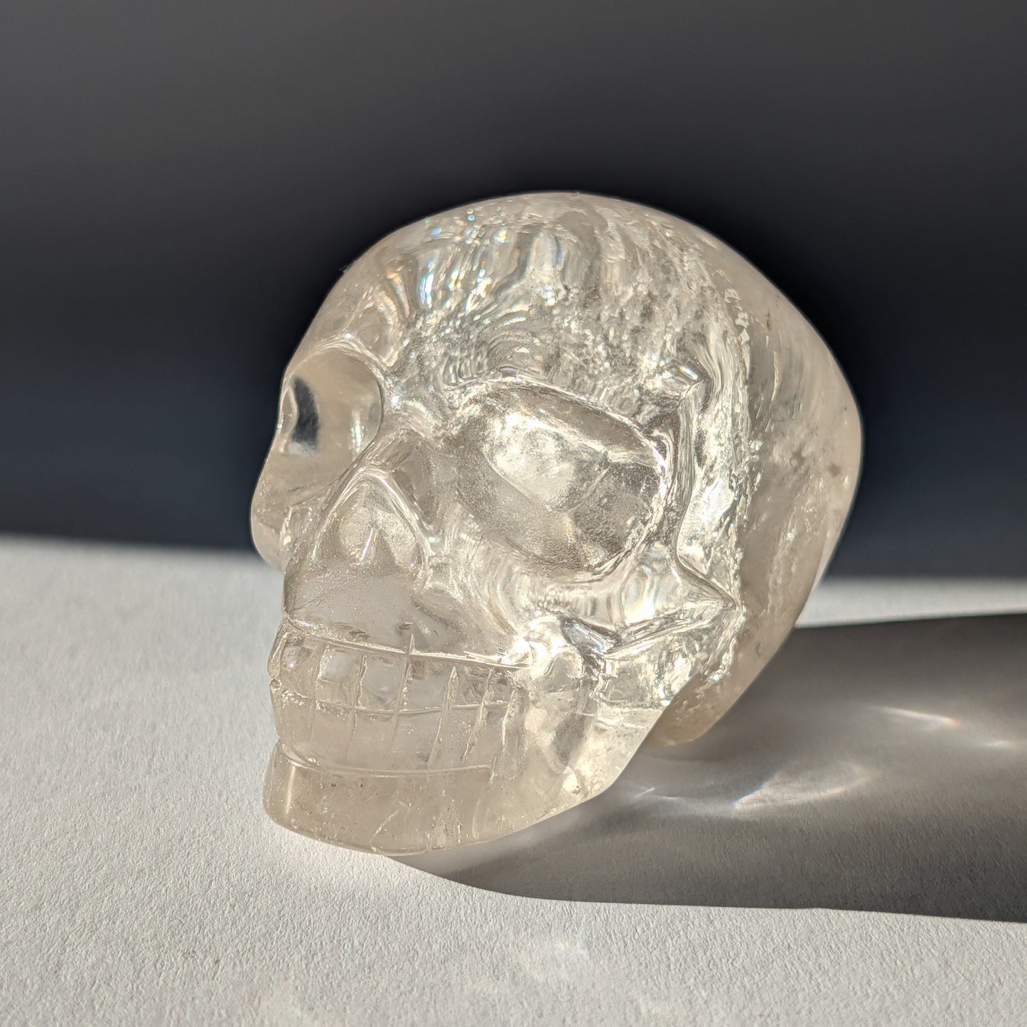 Transparenter Kristallschädel Vela Bergkristall 313g