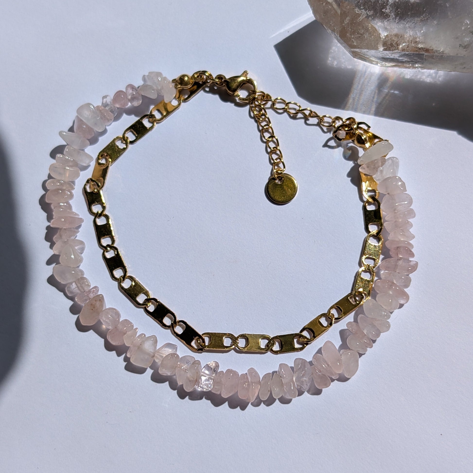 Waikiki Doppellagiges Armband | Rosenquarz | Liebe