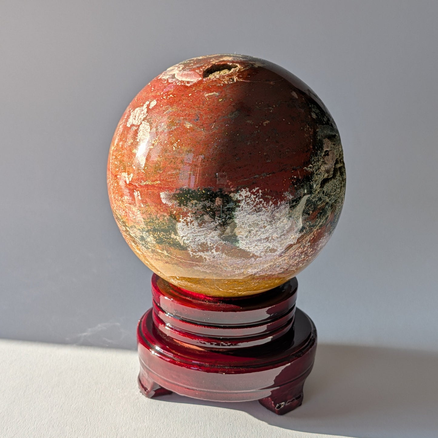 XL Ozean Jaspis Kugel 2,4kg Heilstein Sphäre Madagaskar Temple of Desire