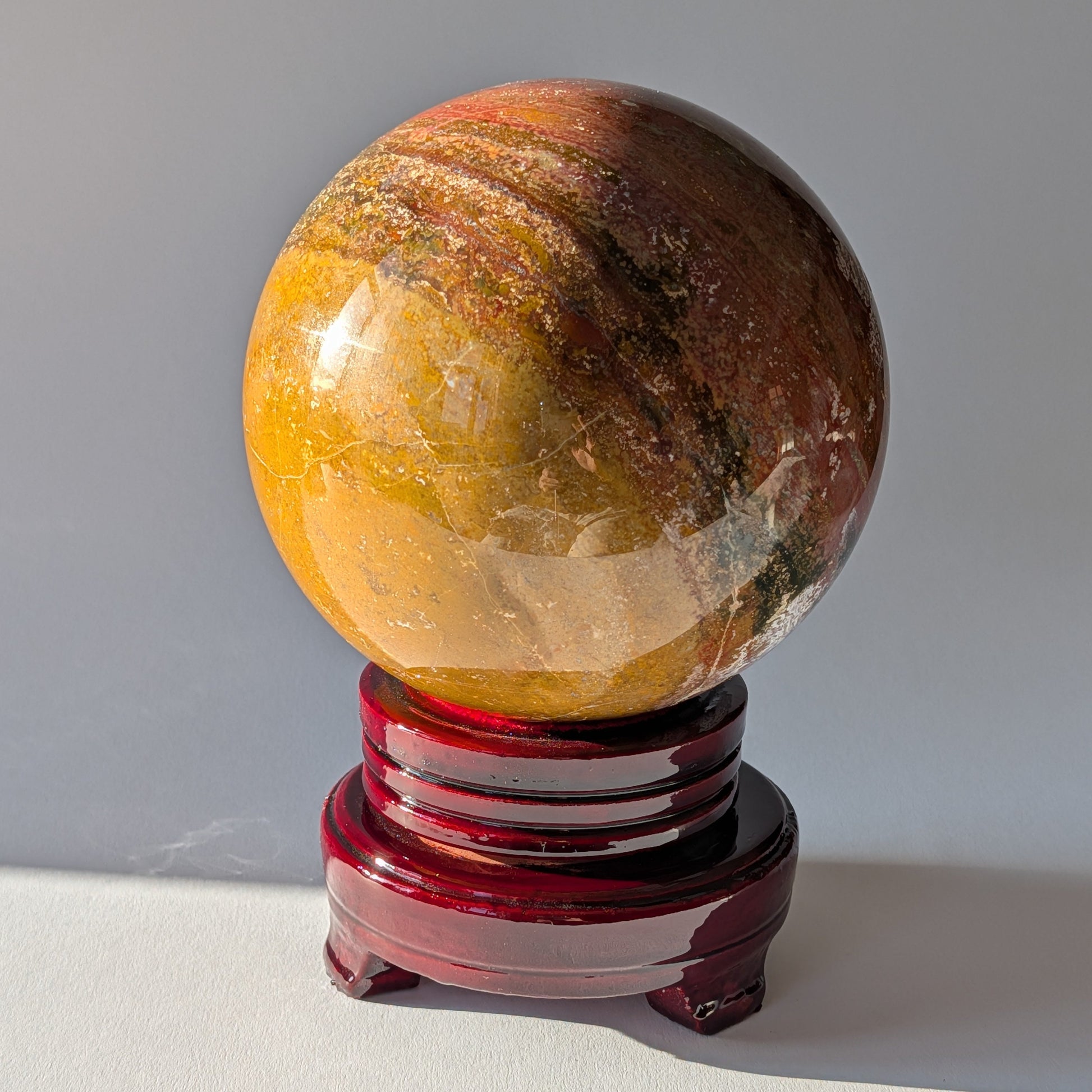 XL Ozean Jaspis Kugel 2,4kg Heilstein Sphäre Madagaskar Temple of Desire