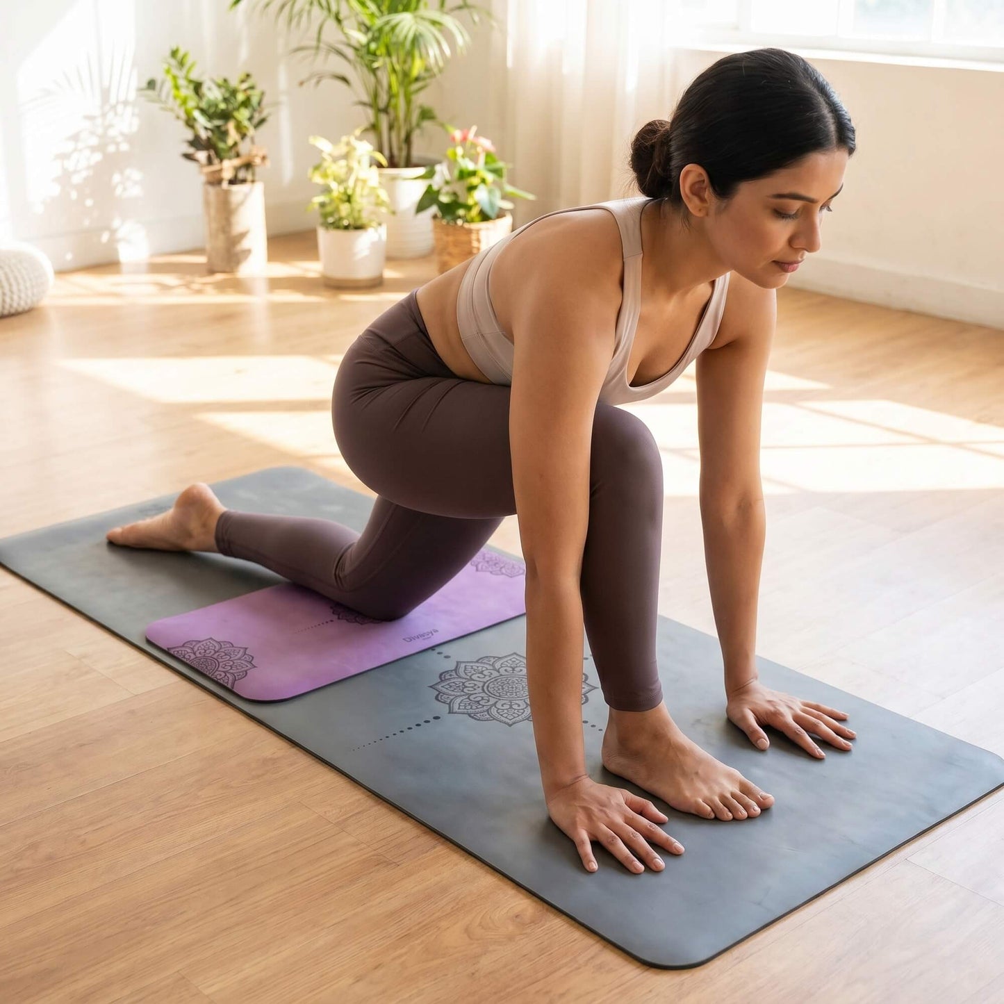 Detailansicht der rutschfesten Eco-PU-Oberfläche des Yoga Knie Pads