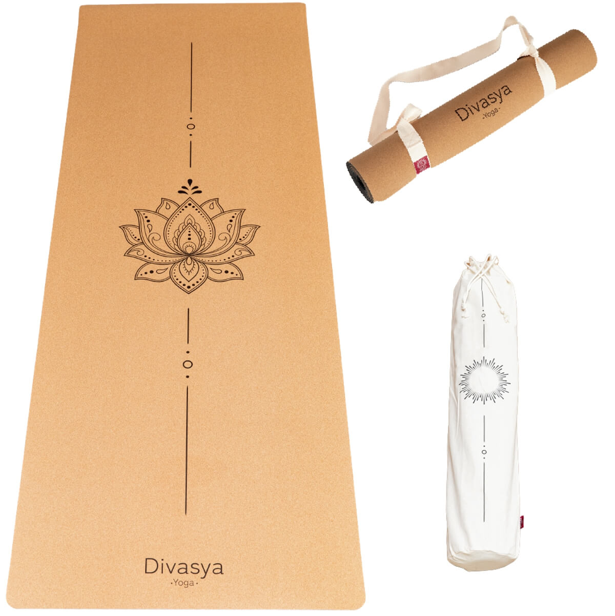 Yogamatte Kork mit Schutzhülle | Portugal-Kork & Naturkautschuk, 8 Designs