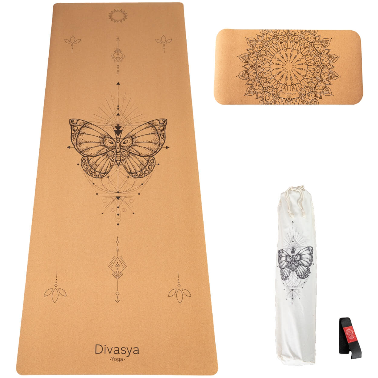 Kork-Yogamatte des Yoga Sets Support von oben