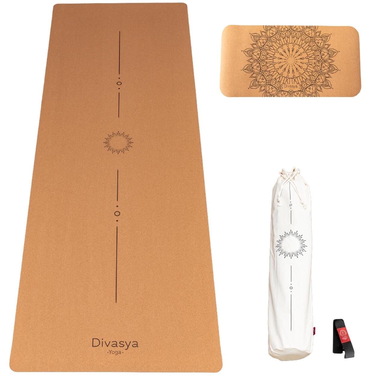 Yoga Set Support mit Mandala-Design ausgerollt
