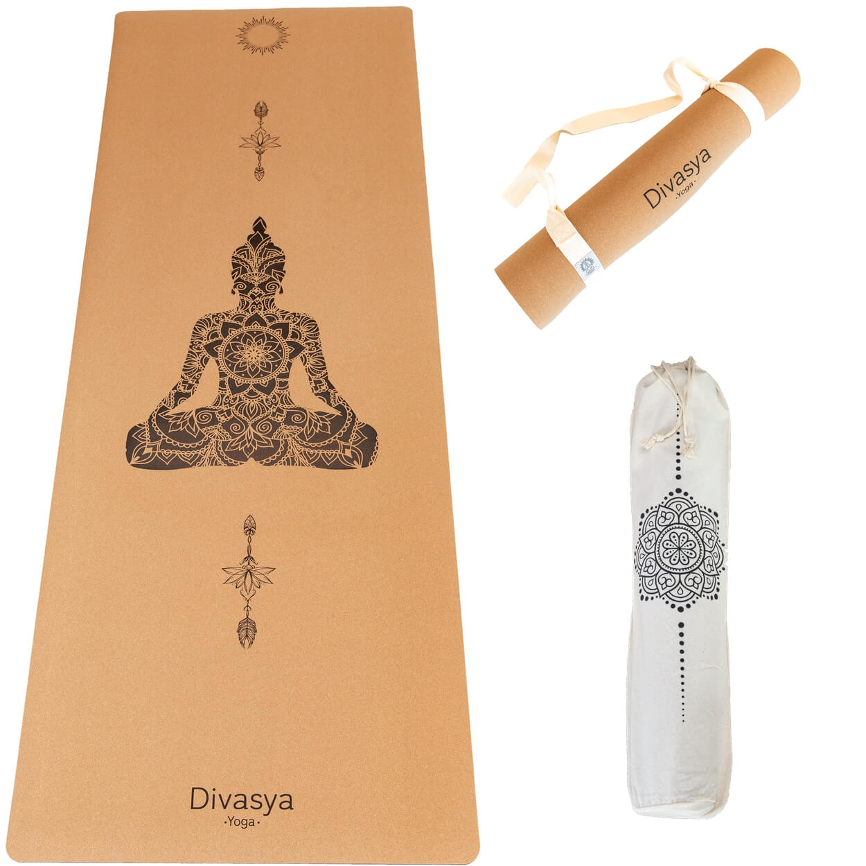 Yogamatte Kork mit Schutzhülle | Portugal-Kork & Naturkautschuk, 8 Designs