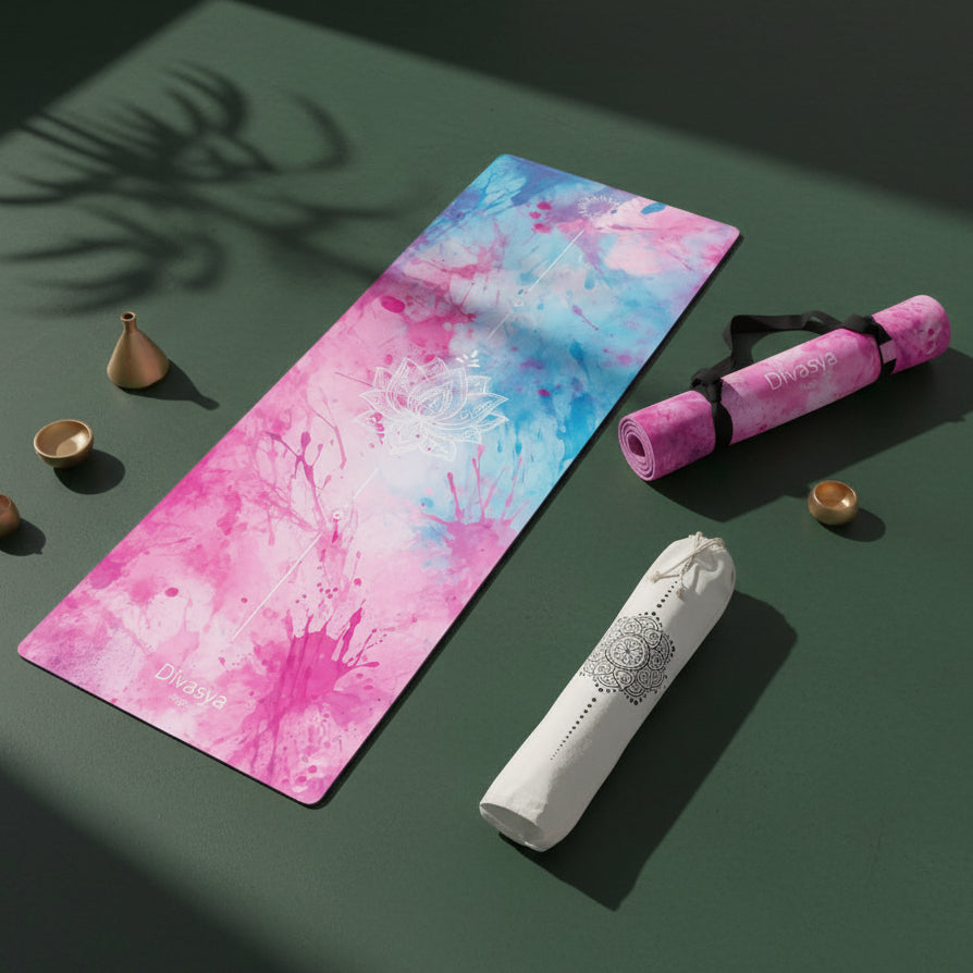 Nachhaltige Yogamatte Soft Feeling aus Naturkautschuk und recycelter Mikrofaser, 183 x 68 cm