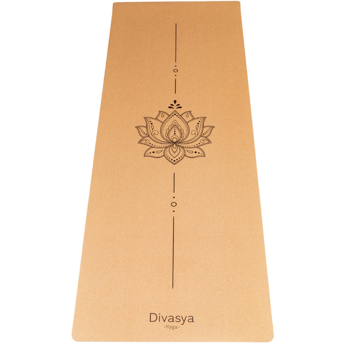 Kork-Yogamatte im Design Lotus mit Naturkautschuk