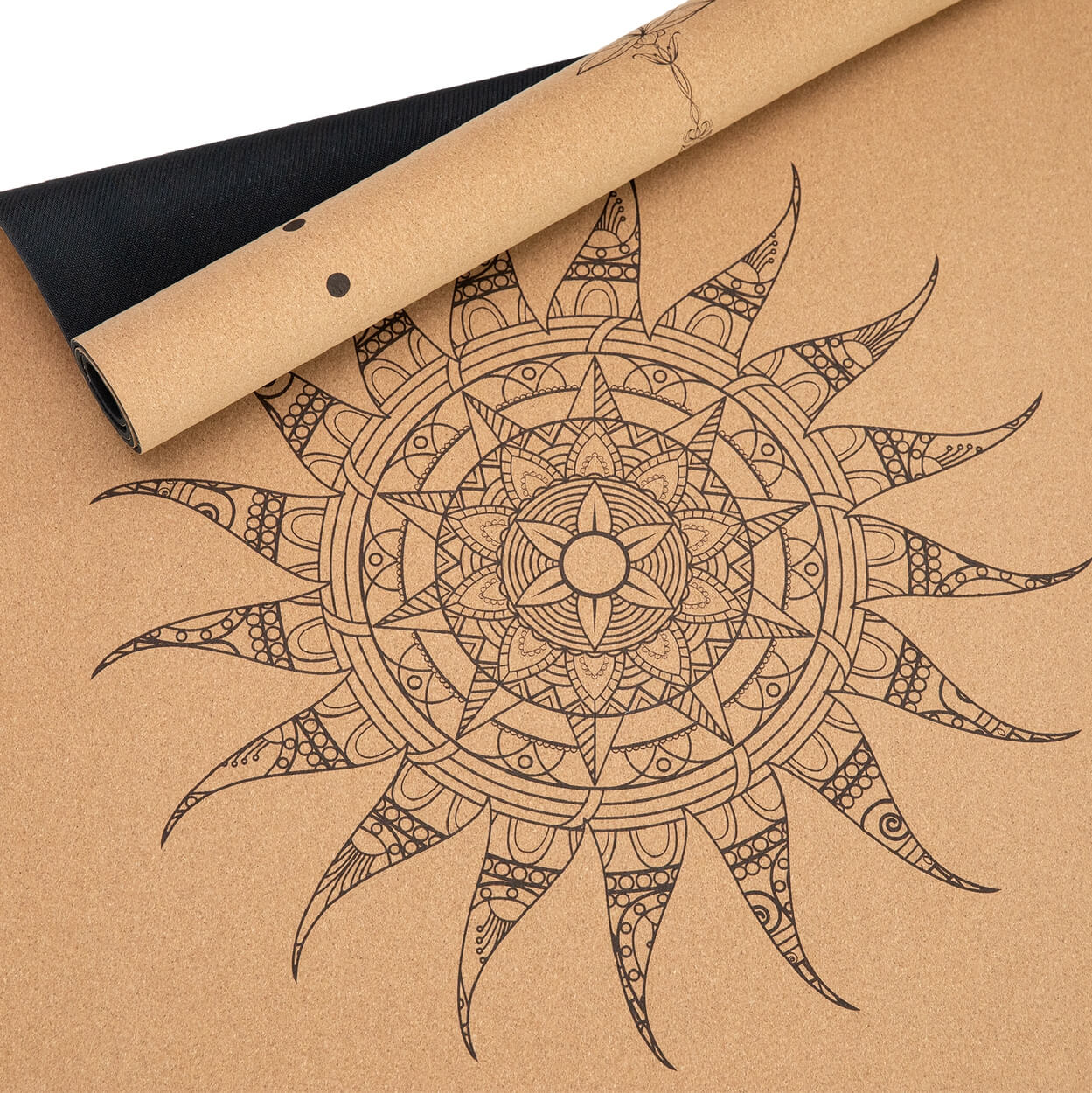 Yogamatte aus Kork und Naturkautschuk mit Mandala-Design