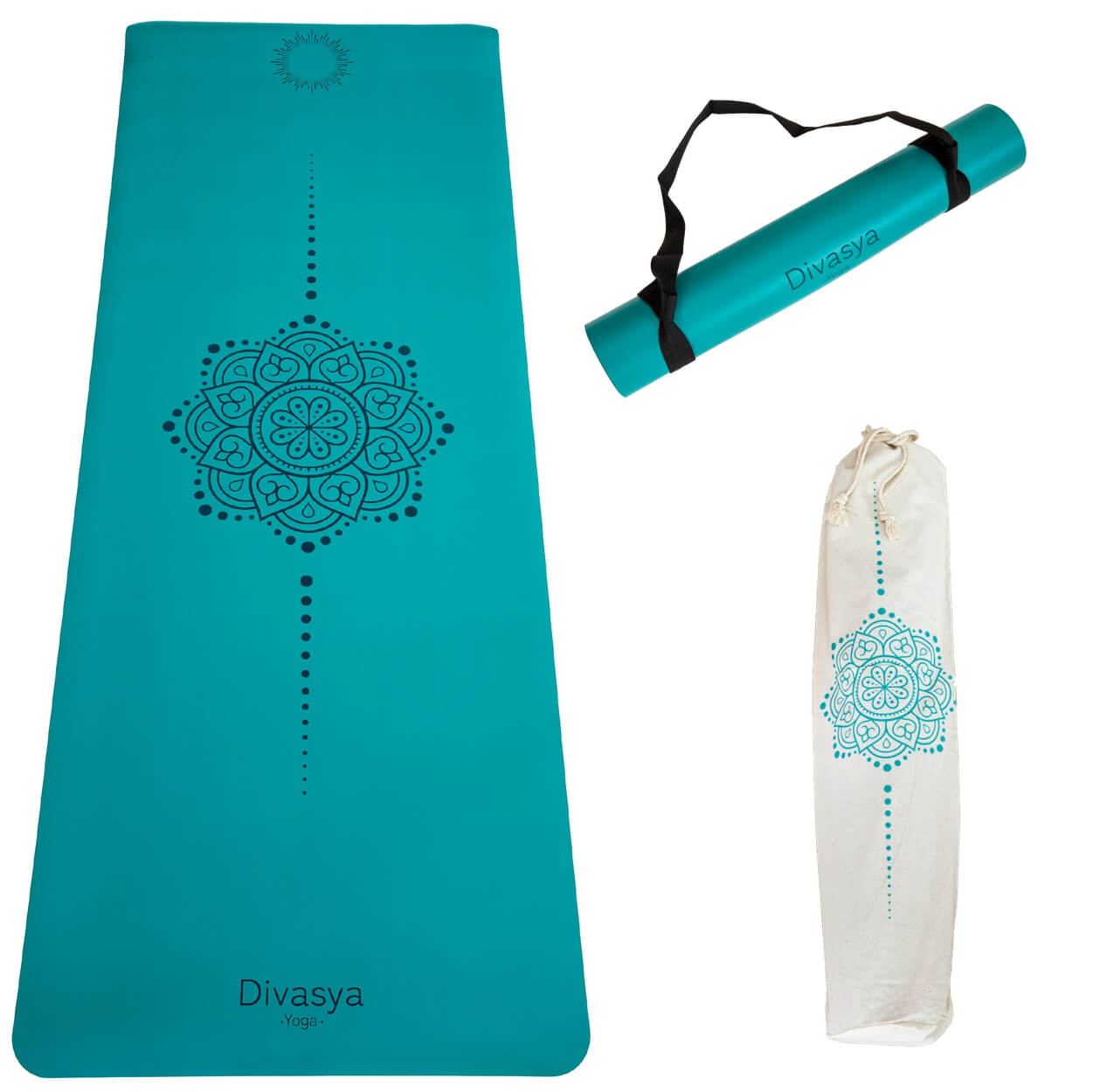 Rutschfeste Yogamatte mit Mandala-Muster und Tragegurt