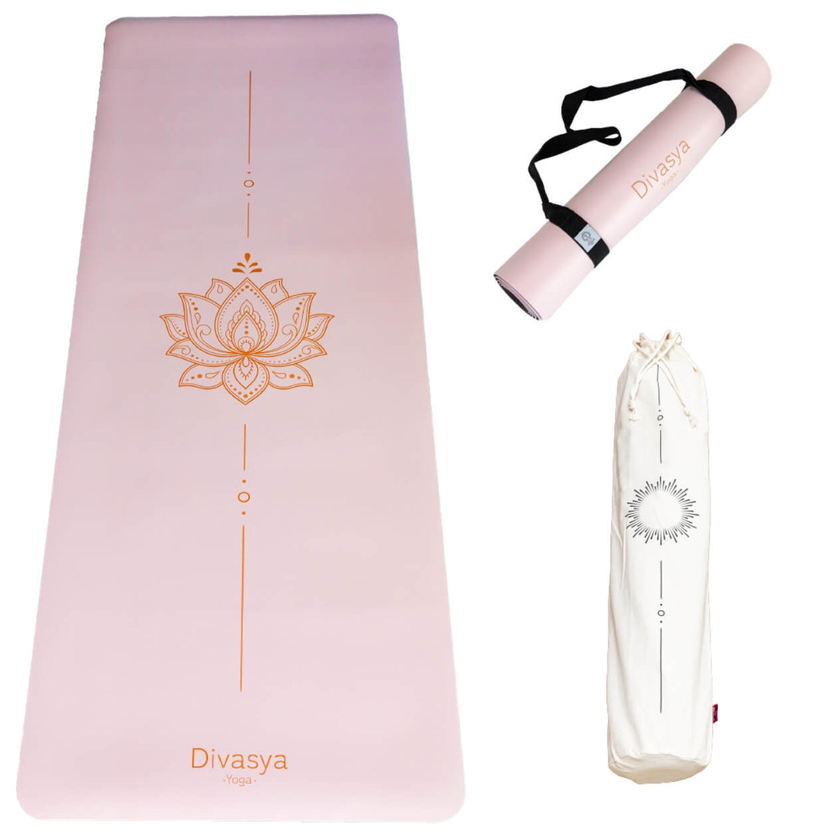 Rutschfeste Yogamatte Professional Grip in Pastell Pink, 185 x 68 cm