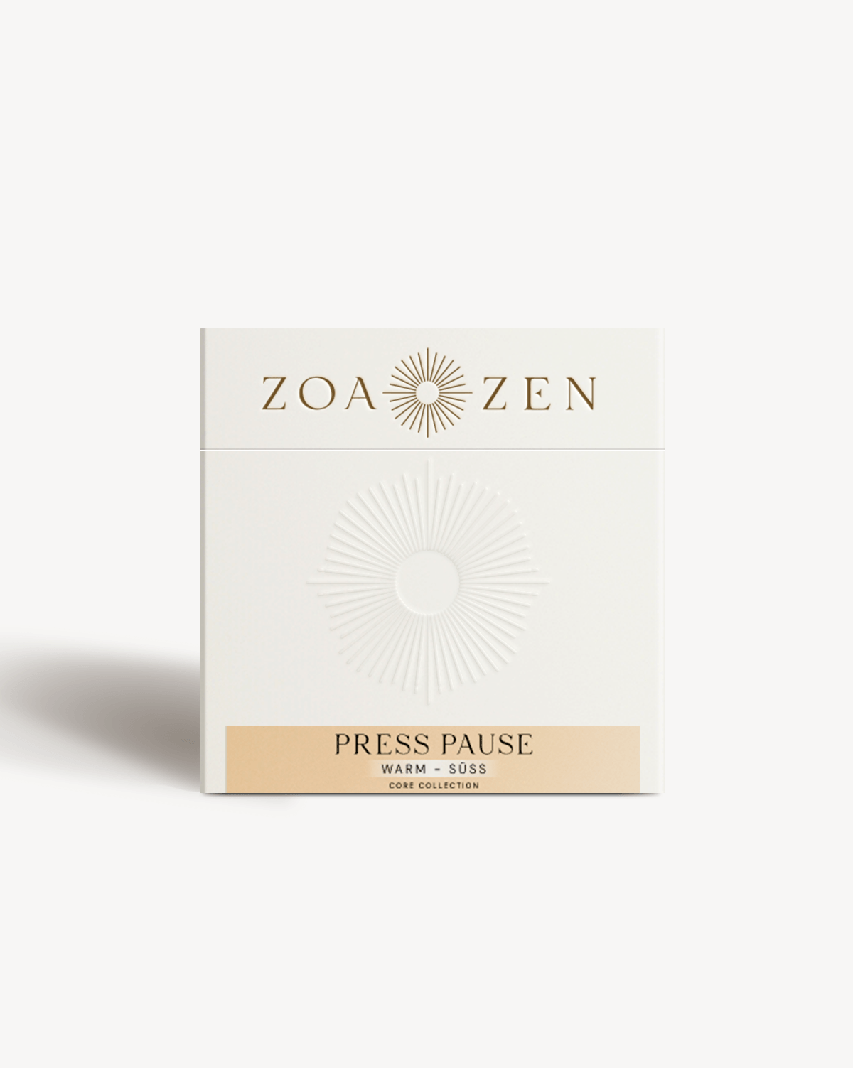 Press Pause Räucherpapier von ZoaZen – Verpackung in warmen Tönen