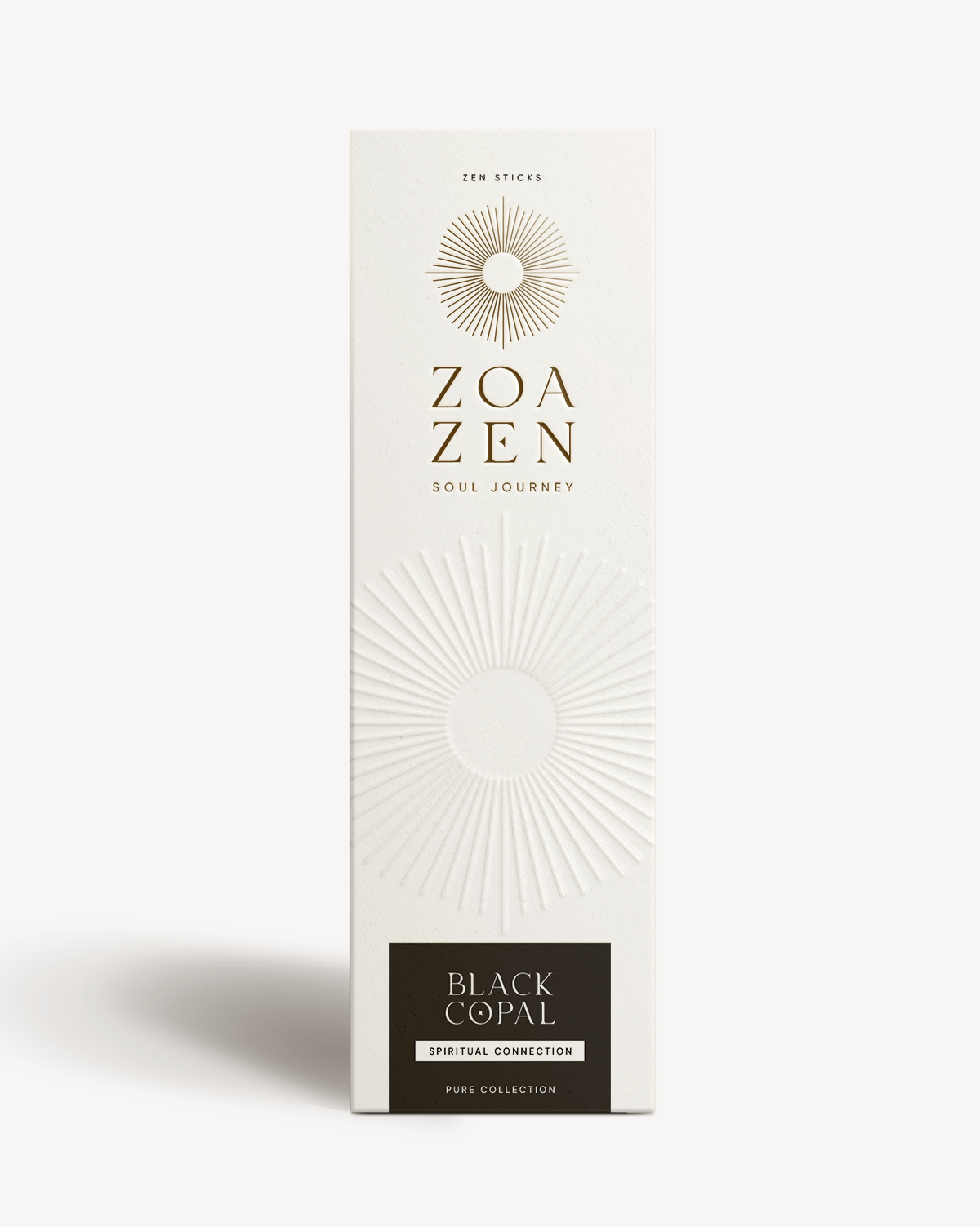 Black Copal Zen Sticks von ZoaZen – Verpackung in Schwarz