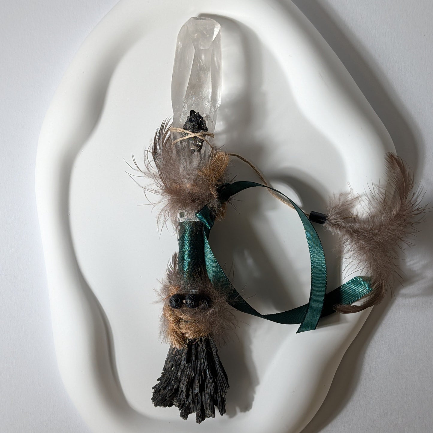 Zauberstab mit Bergkristall & Kyanit | Handgefertigt & Geweiht