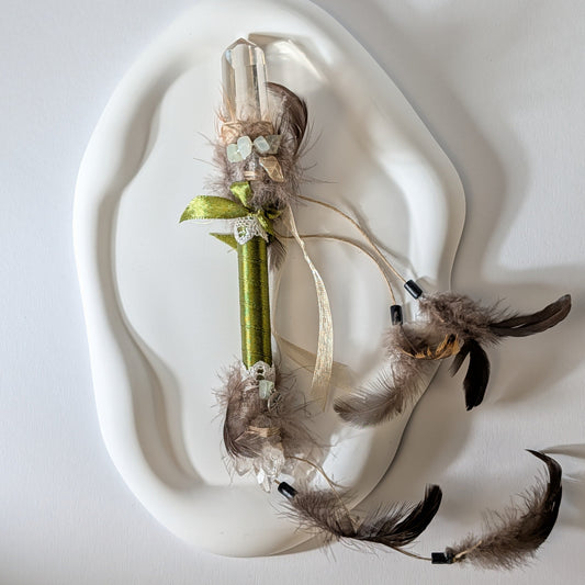 Zauberstab mit Citrin & Drusenquarz | Fülle & Manifestation