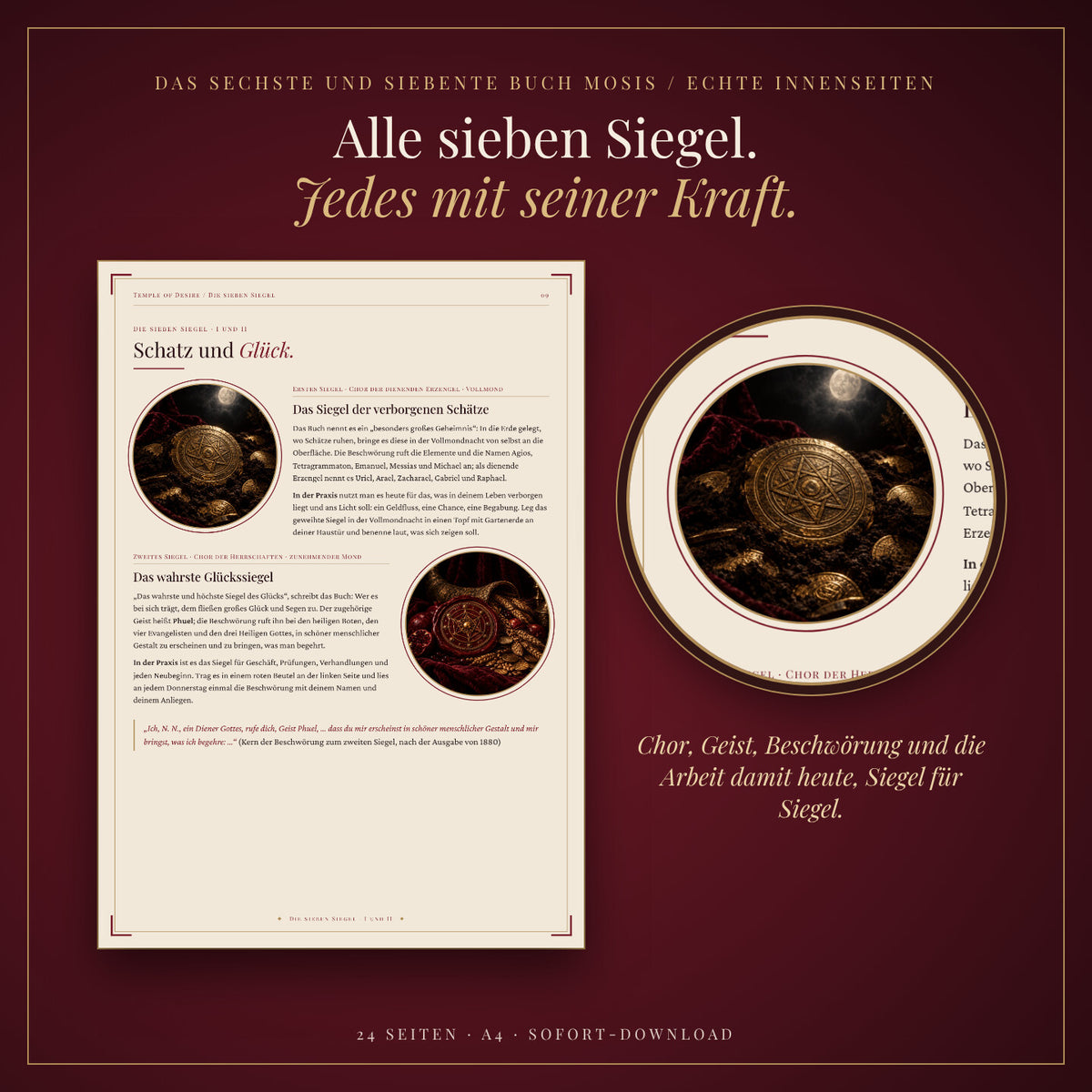 Echte Innenseiten: die sieben Siegel, Seite mit dem ersten und zweiten Siegel