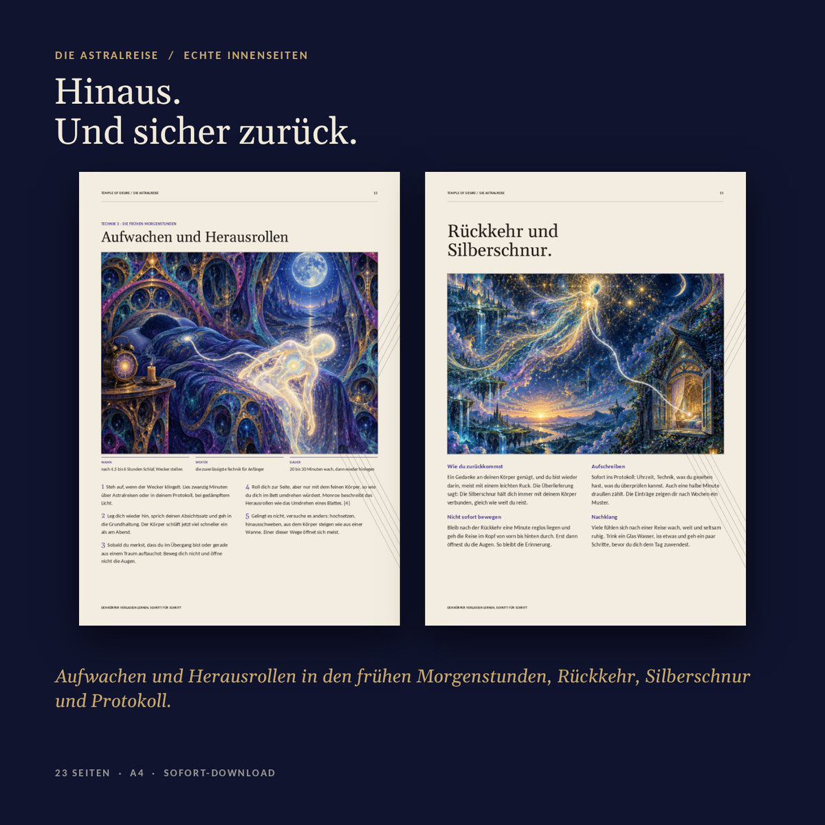 Echte Innenseiten: Aufwachen und Herausrollen, Rückkehr und Silberschnur