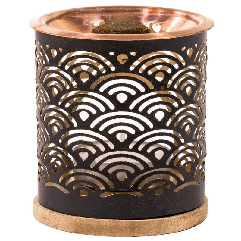 Aromafume Exotic Incense Diffuser aus Schmiedeeisen mit Holzuntersetzer
